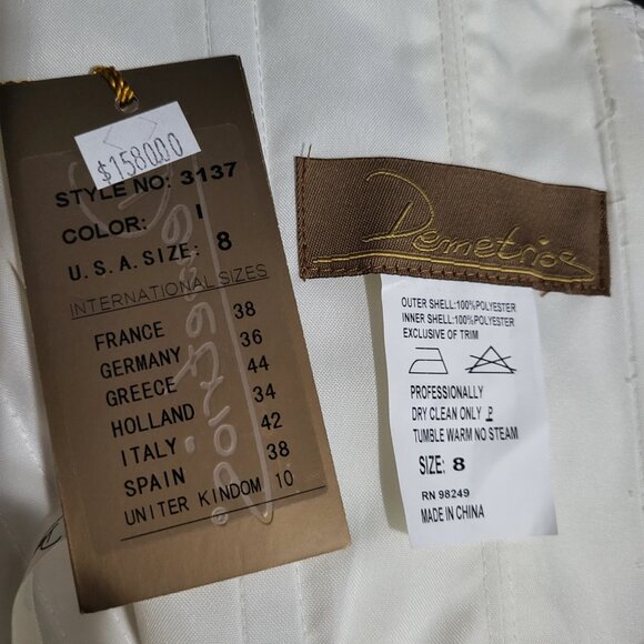 NWT~$1580~DEMETRIOS~4/6~IVORY OFF WHITE RUCHED RUFFLED STRAPLESS WEDDING DRESS - Picture 15 of 16